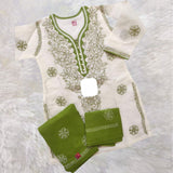 Cotton voil Chikankari kurti sets for girls