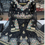 Kids Dresses- 3 Pc Organza Anarkali Set