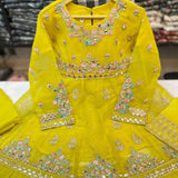 Kids Dresses- 3 Pc Organza Anarkali Set