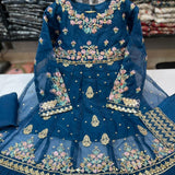 Kids Dresses- 3 Pc Organza Anarkali Set