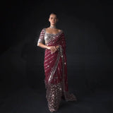 Celebrity Style Heavy Sequence Saree Stitched Blouse
