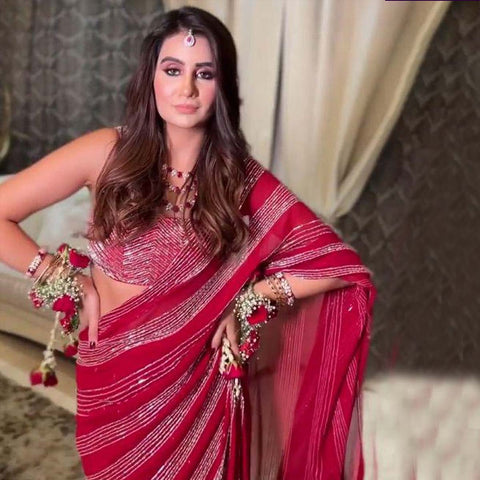 Half- Half Sequence Saree