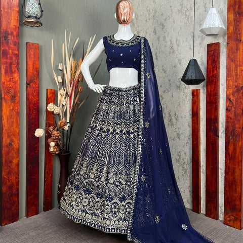 Designer Wedding Wear Crop Lehenga Set.