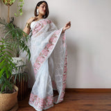 Bluish shade Organza Saree